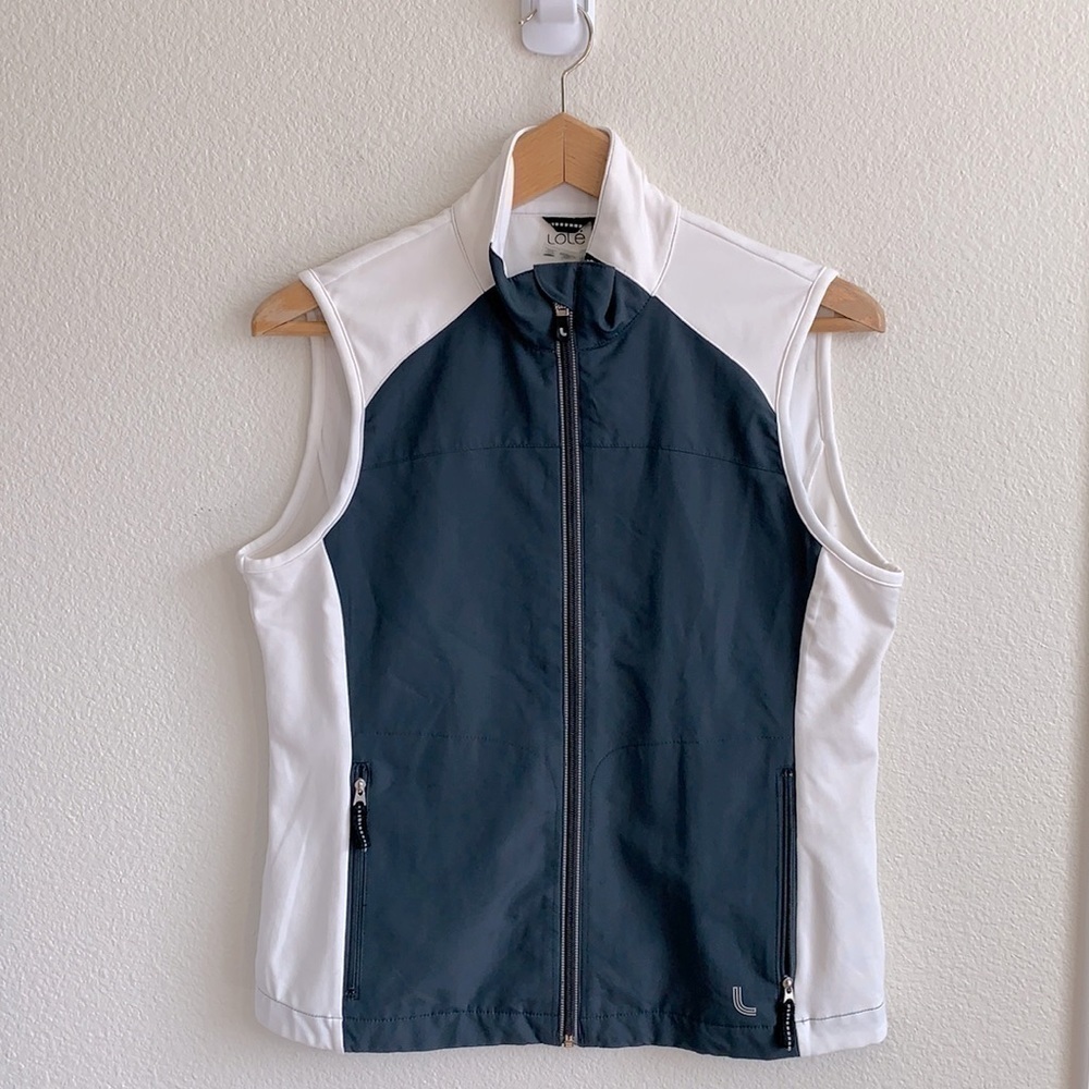Lolë Floral Full Zip Vest Grey & White Women’s Size Medium